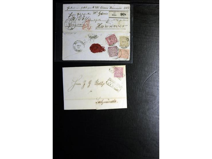 1868/71, überwiegend gestempelte Partie mit etlichen Briefen, Karten und Ganzsachen, dabei nachverwendete Stempel, Reco, Bunt