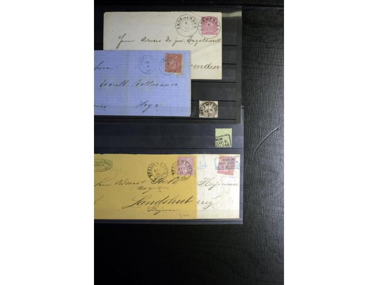 1868/71, überwiegend gestempelte Partie mit etlichen Briefen, Karten und Ganzsachen, dabei nachverwendete Stempel, Reco, Bunt