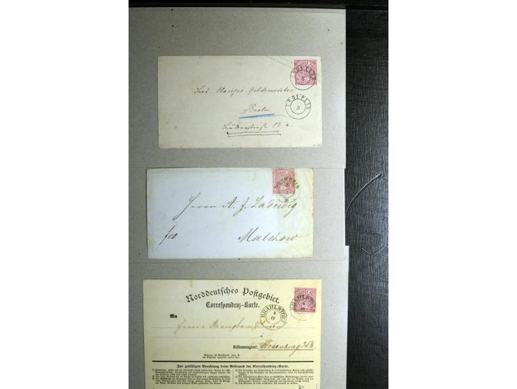 1868/71, überwiegend gestempelte Partie mit etlichen Briefen, Karten und Ganzsachen, dabei nachverwendete Stempel, Reco, Bunt