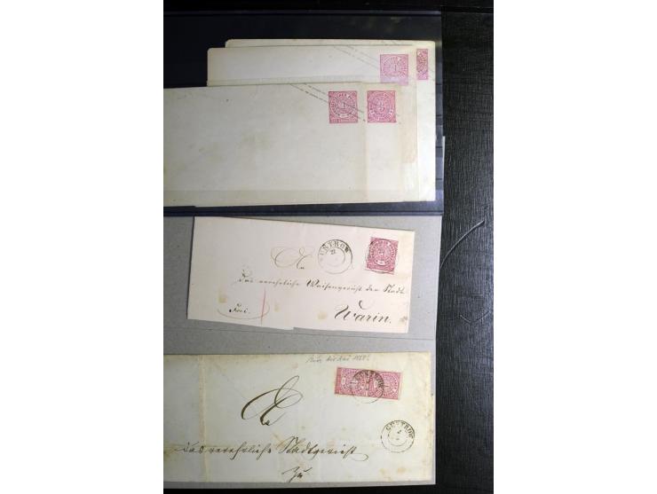 1868/71, überwiegend gestempelte Partie mit etlichen Briefen, Karten und Ganzsachen, dabei nachverwendete Stempel, Reco, Bunt