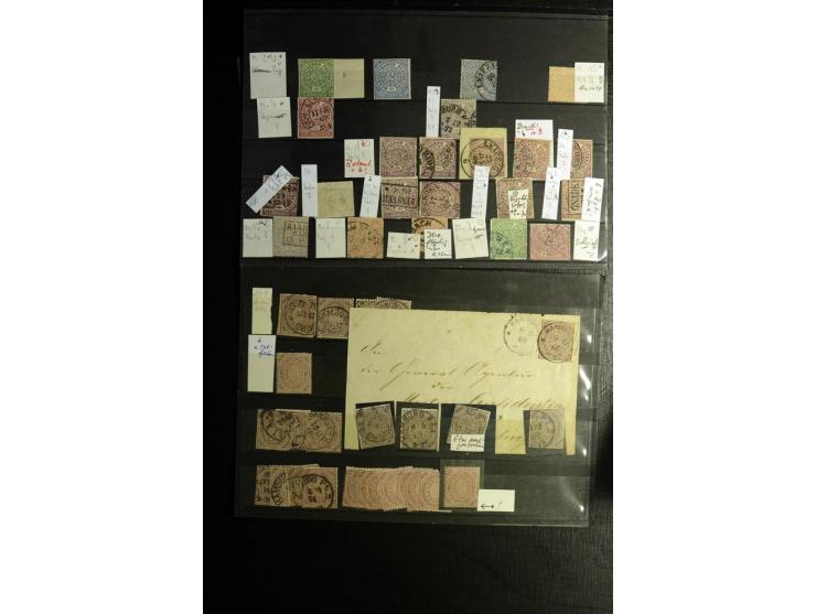 1868/71, überwiegend gestempelte Partie mit etlichen Briefen, Karten und Ganzsachen, dabei nachverwendete Stempel, Reco, Bunt