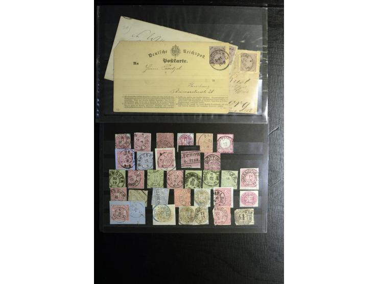 1868/71, überwiegend gestempelte Partie mit etlichen Briefen, Karten und Ganzsachen, dabei nachverwendete Stempel, Reco, Bunt