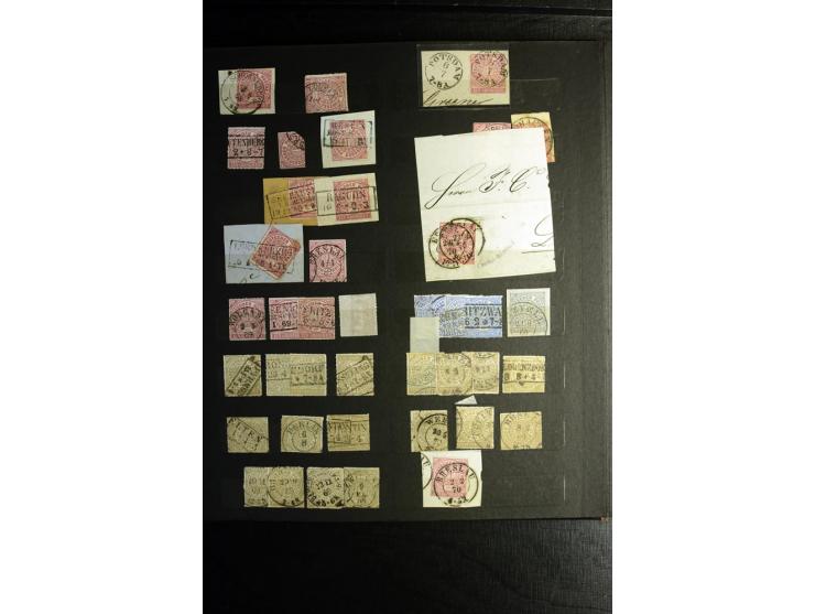 1868/71, überwiegend gestempelte Partie mit etlichen Briefen, Karten und Ganzsachen, dabei nachverwendete Stempel, Reco, Bunt
