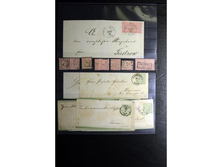1868/71, überwiegend gestempelte Partie mit etlichen Briefen, Karten und Ganzsachen, dabei nachverwendete Stempel, Reco, Bunt