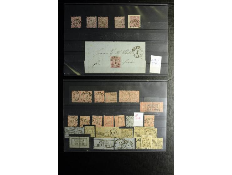 1868/71, überwiegend gestempelte Partie mit etlichen Briefen, Karten und Ganzsachen, dabei nachverwendete Stempel, Reco, Bunt