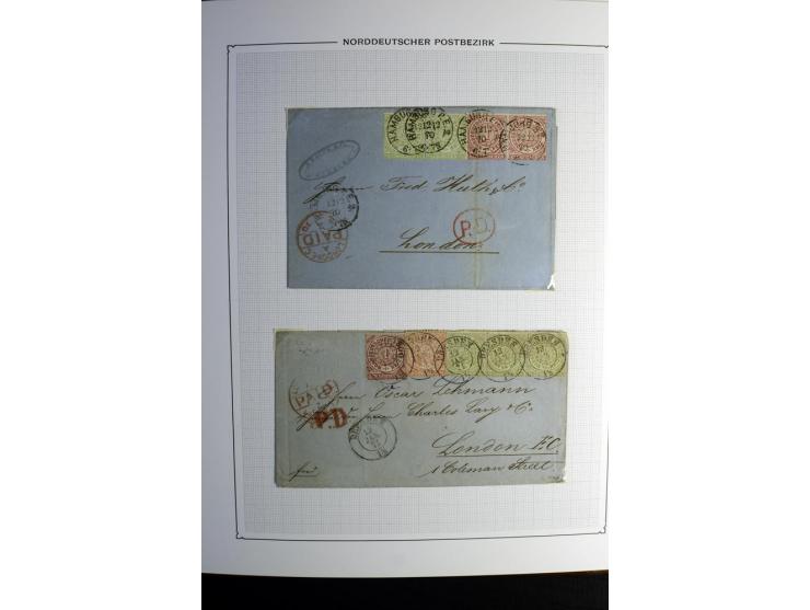 1869/71, große Briefsammlung der gezähnten Ausgabe ohne Mi.-Nr. 23 mit 87 Karten, Briefen und Ganzsachen, dabei viele bessere