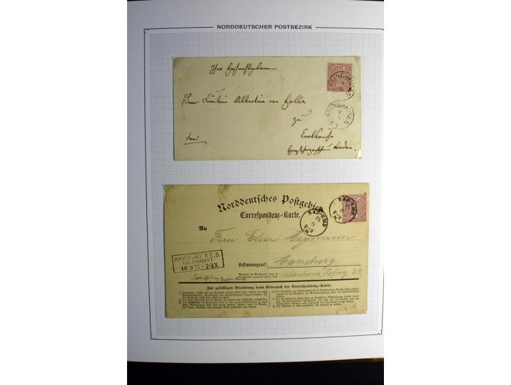 1869/71, große Briefsammlung der gezähnten Ausgabe ohne Mi.-Nr. 23 mit 87 Karten, Briefen und Ganzsachen, dabei viele bessere