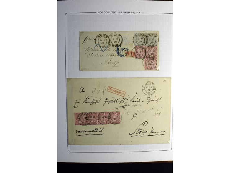 1869/71, große Briefsammlung der gezähnten Ausgabe ohne Mi.-Nr. 23 mit 87 Karten, Briefen und Ganzsachen, dabei viele bessere