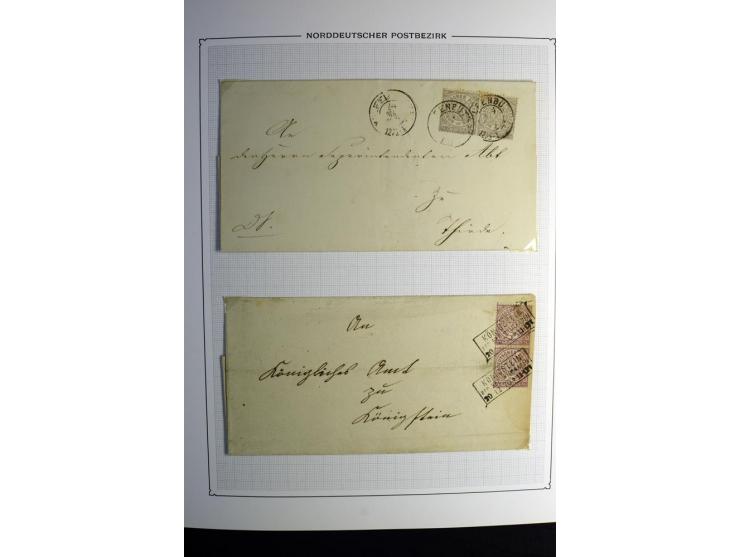 1869/71, große Briefsammlung der gezähnten Ausgabe ohne Mi.-Nr. 23 mit 87 Karten, Briefen und Ganzsachen, dabei viele bessere