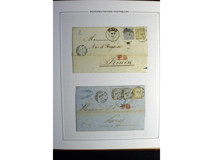 1869/71, große Briefsammlung der gezähnten Ausgabe ohne Mi.-Nr. 23 mit 87 Karten, Briefen und Ganzsachen, dabei viele bessere