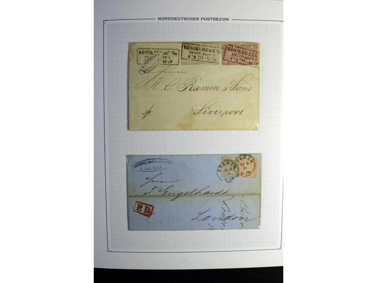 1869/71, große Briefsammlung der gezähnten Ausgabe ohne Mi.-Nr. 23 mit 87 Karten, Briefen und Ganzsachen, dabei viele bessere