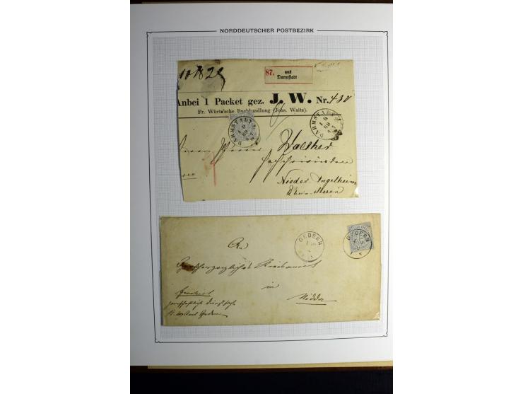 1869/71, große Briefsammlung der gezähnten Ausgabe ohne Mi.-Nr. 23 mit 87 Karten, Briefen und Ganzsachen, dabei viele bessere