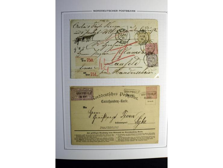1869/71, große Briefsammlung der gezähnten Ausgabe ohne Mi.-Nr. 23 mit 87 Karten, Briefen und Ganzsachen, dabei viele bessere