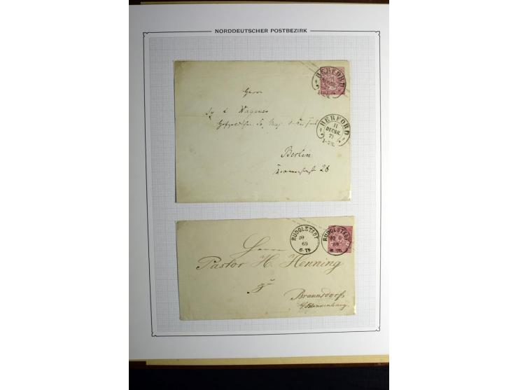 1869/71, große Briefsammlung der gezähnten Ausgabe ohne Mi.-Nr. 23 mit 87 Karten, Briefen und Ganzsachen, dabei viele bessere