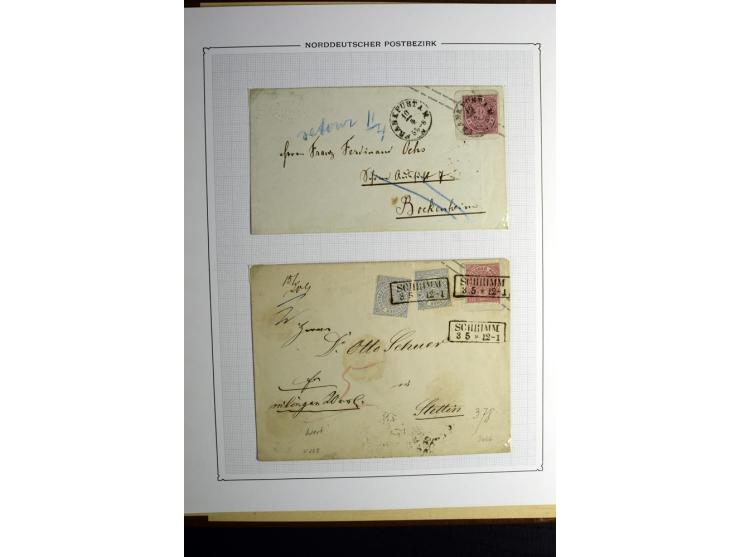 1869/71, große Briefsammlung der gezähnten Ausgabe ohne Mi.-Nr. 23 mit 87 Karten, Briefen und Ganzsachen, dabei viele bessere