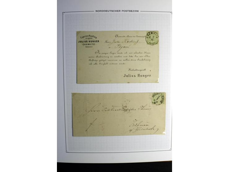1869/71, große Briefsammlung der gezähnten Ausgabe ohne Mi.-Nr. 23 mit 87 Karten, Briefen und Ganzsachen, dabei viele bessere