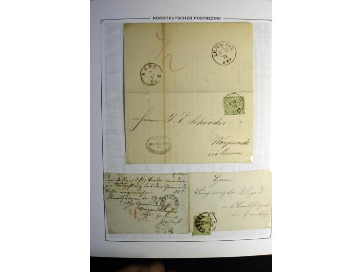 1869/71, große Briefsammlung der gezähnten Ausgabe ohne Mi.-Nr. 23 mit 87 Karten, Briefen und Ganzsachen, dabei viele bessere