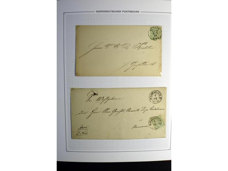 1869/71, große Briefsammlung der gezähnten Ausgabe ohne Mi.-Nr. 23 mit 87 Karten, Briefen und Ganzsachen, dabei viele bessere