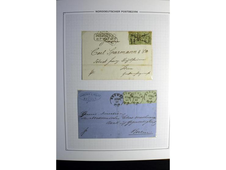 1869/71, große Briefsammlung der gezähnten Ausgabe ohne Mi.-Nr. 23 mit 87 Karten, Briefen und Ganzsachen, dabei viele bessere