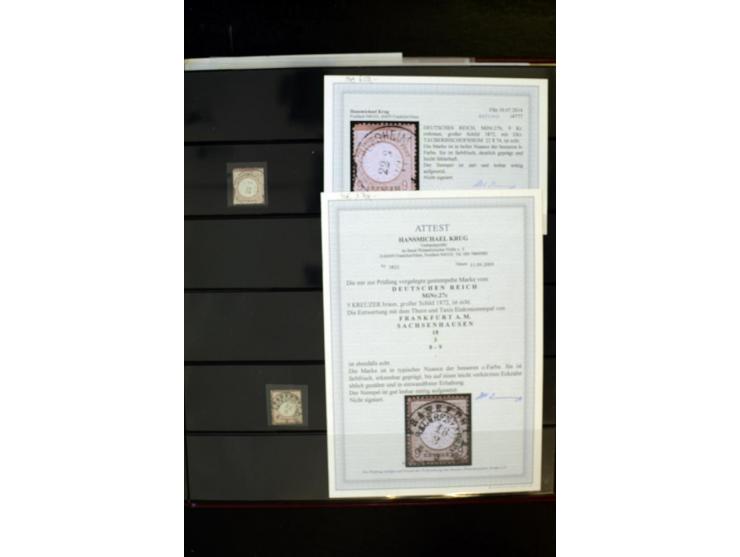 1872/74, Brustschilde-Spezialsammlung, überwiegend gestempelt, mit über 200 Einzelmarken/Briefstücken und ca. 42 Briefen/Kart