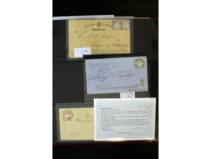 1872/74, Brustschilde-Spezialsammlung, überwiegend gestempelt, mit über 200 Einzelmarken/Briefstücken und ca. 42 Briefen/Kart