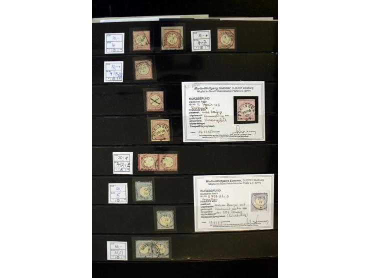 1872/74, Brustschilde-Spezialsammlung, überwiegend gestempelt, mit über 200 Einzelmarken/Briefstücken und ca. 42 Briefen/Kart