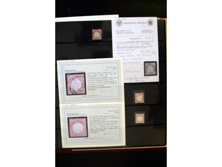 1872/74, Brustschilde-Spezialsammlung, überwiegend gestempelt, mit über 200 Einzelmarken/Briefstücken und ca. 42 Briefen/Kart