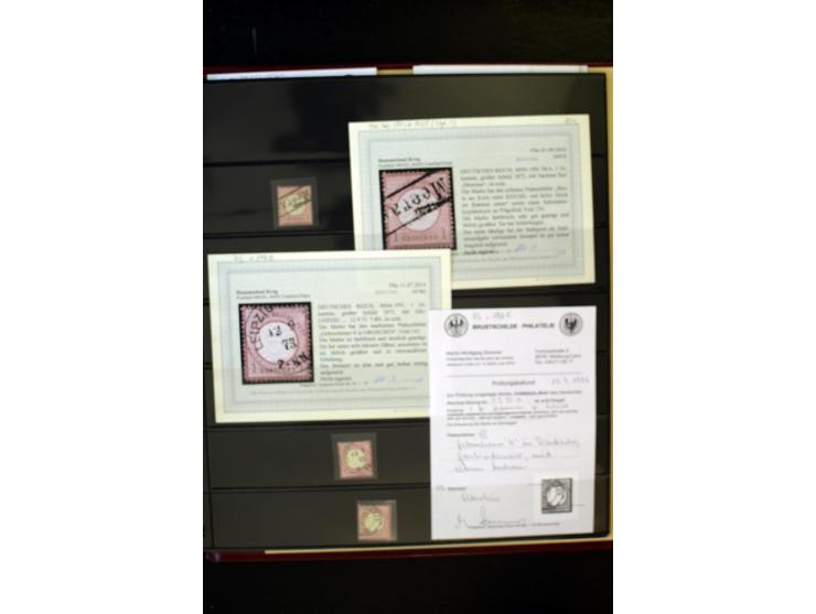 1872/74, Brustschilde-Spezialsammlung, überwiegend gestempelt, mit über 200 Einzelmarken/Briefstücken und ca. 42 Briefen/Kart