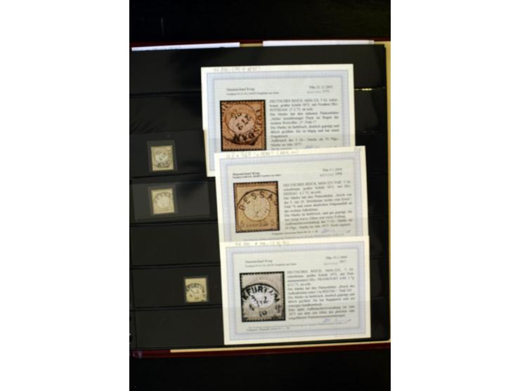 1872/74, Brustschilde-Spezialsammlung, überwiegend gestempelt, mit über 200 Einzelmarken/Briefstücken und ca. 42 Briefen/Kart