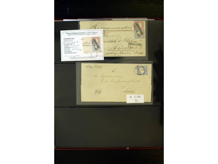 1872/74, Brustschilde-Spezialsammlung, überwiegend gestempelt, mit über 200 Einzelmarken/Briefstücken und ca. 42 Briefen/Kart