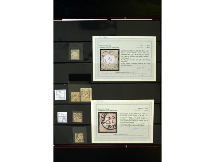 1872/74, Brustschilde-Spezialsammlung, überwiegend gestempelt, mit über 200 Einzelmarken/Briefstücken und ca. 42 Briefen/Kart