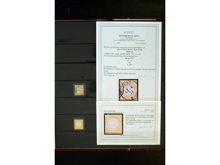 1872/74, Brustschilde-Spezialsammlung, überwiegend gestempelt, mit über 200 Einzelmarken/Briefstücken und ca. 42 Briefen/Kart