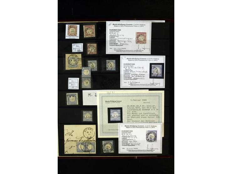 1872/74, Brustschilde-Spezialsammlung, überwiegend gestempelt, mit über 200 Einzelmarken/Briefstücken und ca. 42 Briefen/Kart