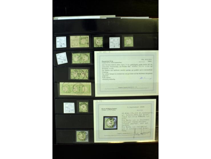 1872/74, Brustschilde-Spezialsammlung, überwiegend gestempelt, mit über 200 Einzelmarken/Briefstücken und ca. 42 Briefen/Kart