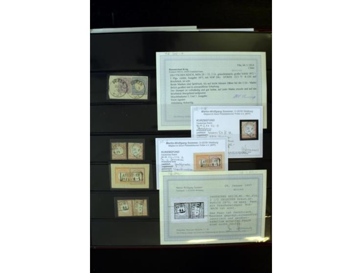 1872/74, Brustschilde-Spezialsammlung, überwiegend gestempelt, mit über 200 Einzelmarken/Briefstücken und ca. 42 Briefen/Kart