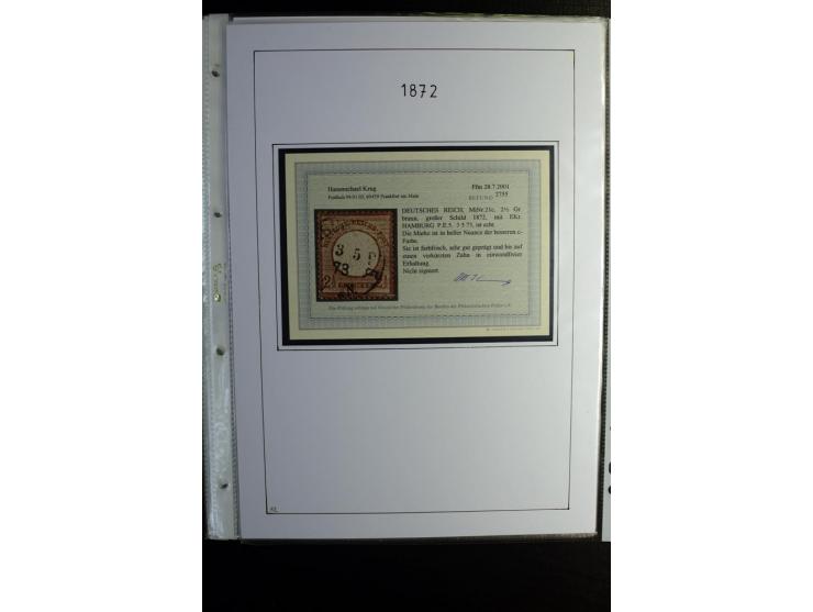 1872/74, Brustschilde, gestempelte kpl. Sammlung mit u.a. Mi.-Nr. 2b, 5I, 6I, 12 gestempelt, 12 gestempelt und Federzug, 13 g