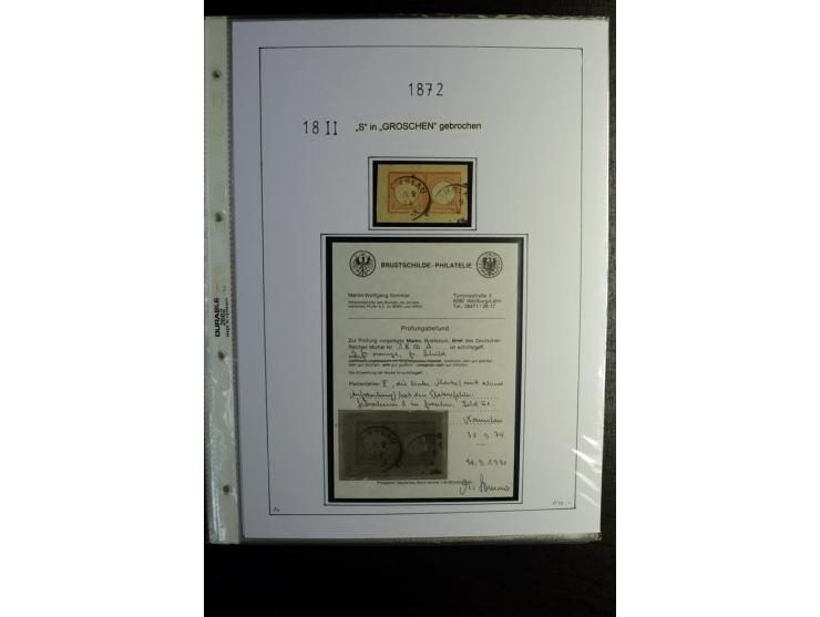 1872/74, Brustschilde, gestempelte kpl. Sammlung mit u.a. Mi.-Nr. 2b, 5I, 6I, 12 gestempelt, 12 gestempelt und Federzug, 13 g