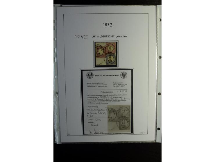 1872/74, Brustschilde, gestempelte kpl. Sammlung mit u.a. Mi.-Nr. 2b, 5I, 6I, 12 gestempelt, 12 gestempelt und Federzug, 13 g