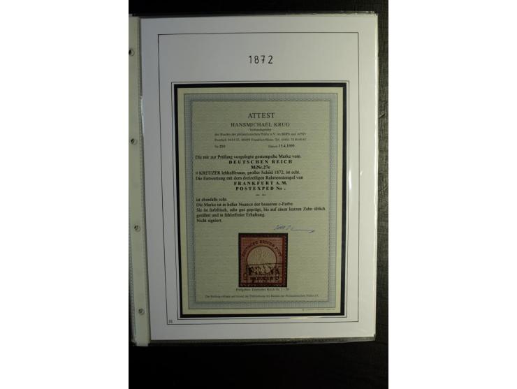 1872/74, Brustschilde, gestempelte kpl. Sammlung mit u.a. Mi.-Nr. 2b, 5I, 6I, 12 gestempelt, 12 gestempelt und Federzug, 13 g