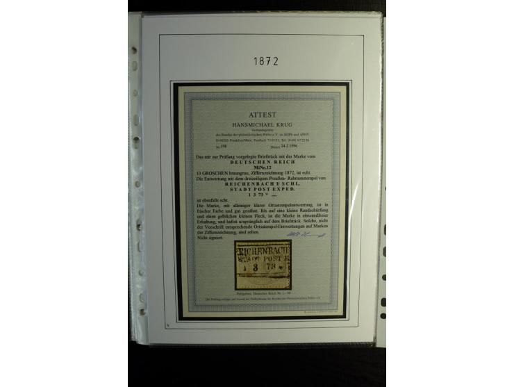 1872/74, Brustschilde, gestempelte kpl. Sammlung mit u.a. Mi.-Nr. 2b, 5I, 6I, 12 gestempelt, 12 gestempelt und Federzug, 13 g