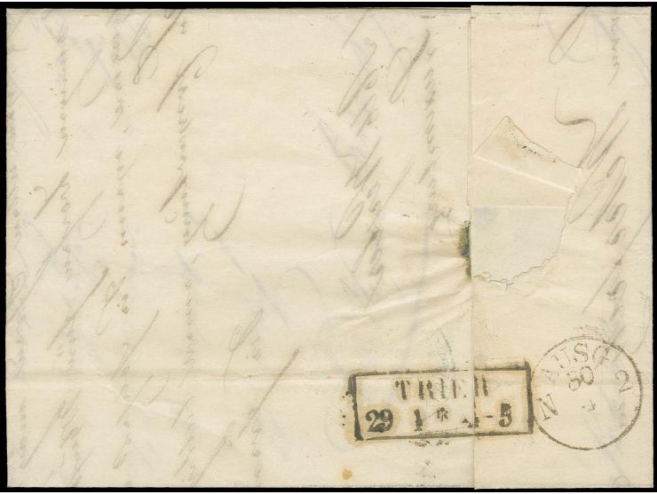 1852, Wiliam 1 sgr. rose, vertical pair, good to wide margins, tied by grid to entire letter from "LUXEMBOURG 29 AVRIL 57" to