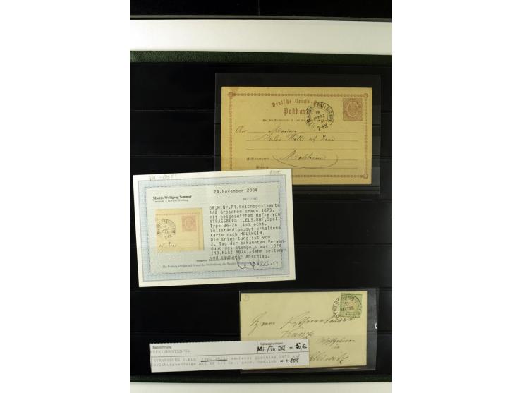 1872/75, Brustschilde-Hufeisenstempel-Sammlung mit ca. 90 Einzelmarken/Briefstücken und 37 Briefen/Karten, dabei viele besser