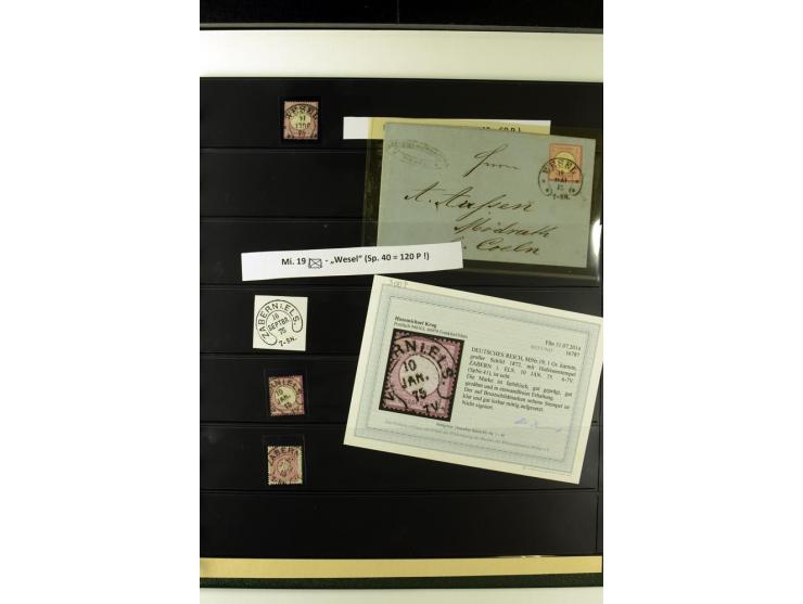1872/75, Brustschilde-Hufeisenstempel-Sammlung mit ca. 90 Einzelmarken/Briefstücken und 37 Briefen/Karten, dabei viele besser