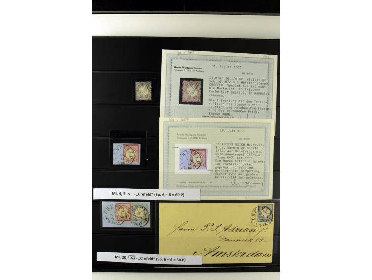 1872/75, Brustschilde-Hufeisenstempel-Sammlung mit ca. 90 Einzelmarken/Briefstücken und 37 Briefen/Karten, dabei viele besser