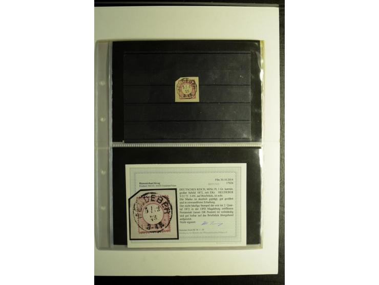 1872/74, Brustschilde-Sammlung, gestempelt, ohne Mi.-Nr. 21c und 26 kpl., dabei 24 mit Befund, 28 und 30 mit Attest, dabei ei