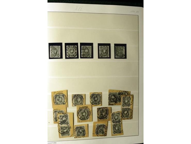 1180/89, Pfennig, gestempelte, postfrische und ungebrauchte Sammlung, teils auf Briefstücken und Briefen, dabei Mi.-Nr. 39 ha