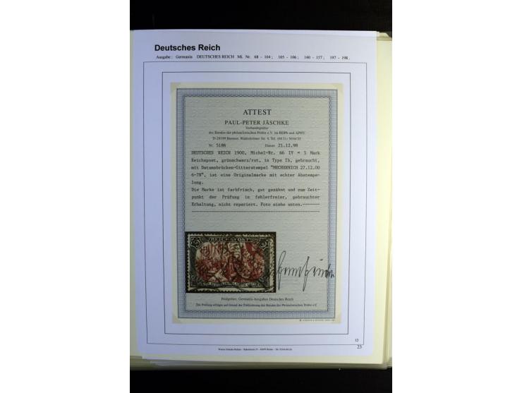 1900/1922, umfangreiche, gestempelte Sammlung "Germania" inkl. den Ausgaben aus der Infla-Zeit mit vielen besseren Marken, Fa