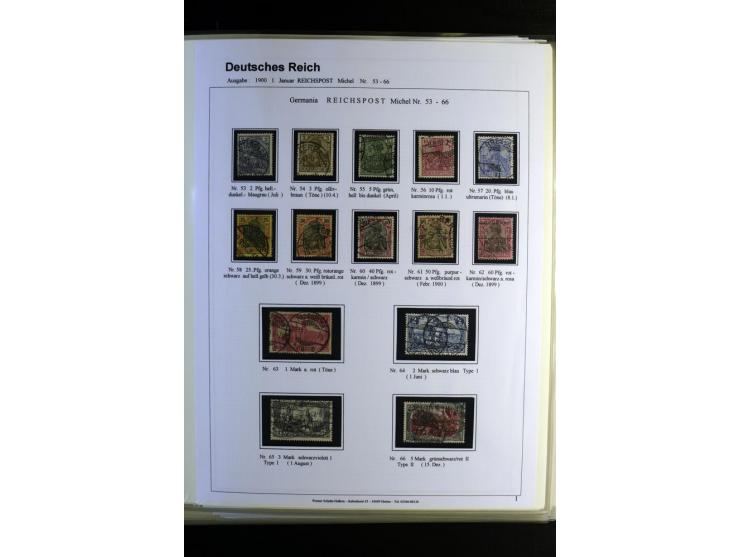 1900/1922, umfangreiche, gestempelte Sammlung "Germania" inkl. den Ausgaben aus der Infla-Zeit mit vielen besseren Marken, Fa