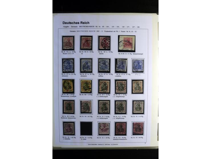 1900/1922, umfangreiche, gestempelte Sammlung "Germania" inkl. den Ausgaben aus der Infla-Zeit mit vielen besseren Marken, Fa
