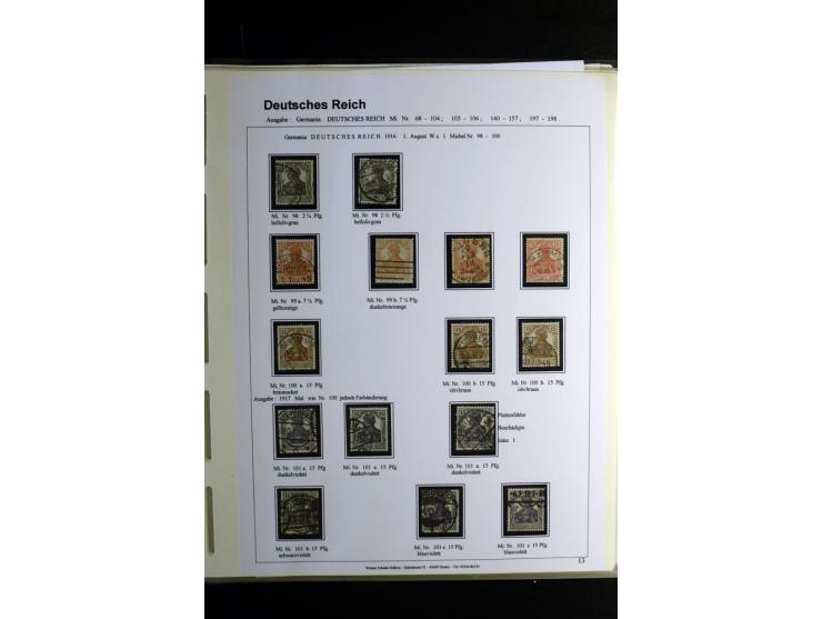 1900/1922, umfangreiche, gestempelte Sammlung "Germania" inkl. den Ausgaben aus der Infla-Zeit mit vielen besseren Marken, Fa